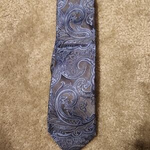 Perry Ellis Portfolio Men's Tie Silk Artsy Blue Floral Gray
